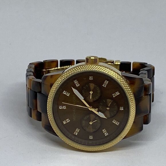 Michael Kors Jet Set MK5038 Women's Brown Acrylic Analog Dial Quartz Watch ZW143 - Picture 7 of 12